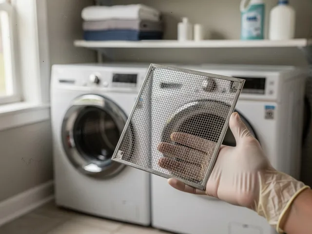 La Verne Dryer Vent Cleaning specialist performing detailed lint trap cleaning service in La Verne