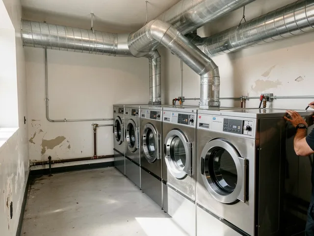 La Verne Dryer Vent Cleaning team performing large-scale commercial dryer vent cleaning in La Verne