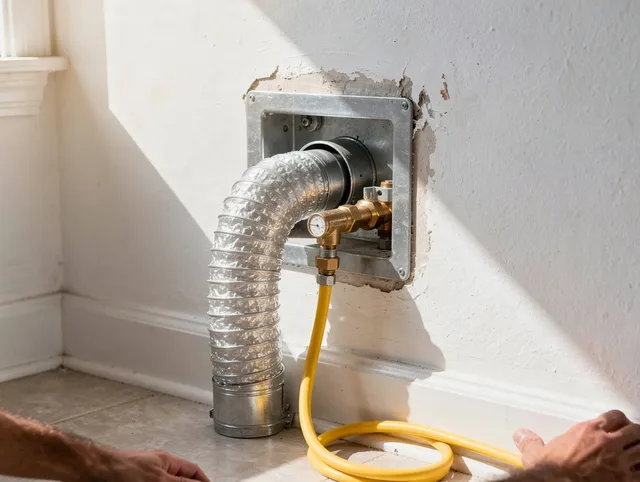 La Verne Dryer Vent Cleaning certified technician performing specialized gas dryer vent cleaning in La Verne